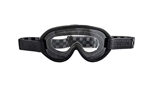 ETHEN SCRAMB04 Maschera Linea Vintage per Moto e Motocross, Adatto a Qualsiasi Tipo di Casco, Lente Fotocromatica Anti UV, L'elastico Sostituibile con Antiscivolo sul Retro, Made in Italy, Scacchi