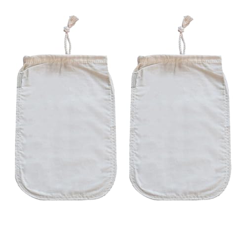 ZSUIQIN 2 Pièces Etamine Alimentaire, Sac avec Cordon Sac en Mousseline de Serrage, Sac en Mousseline de Coton, Tissu à Fromage Biologique, pour Filtrer Jus, Thé, Fromage, Café (22 * 29m)