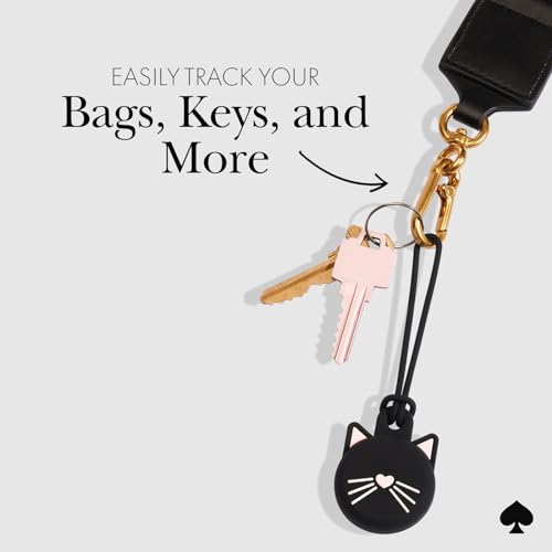Image of kate spade new york AirTag Holder with Flexible Lanyard - Black Cat
