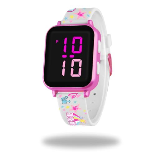 ODS - Barbie - Reloj Digital LED Sumergible 3 ATM, Resistente al Agua, Formato 12-24 Horas, Fondo de Acero Inoxidable, Juguete para niños, Edad Recomendada +3