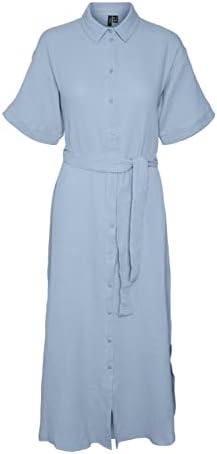 VERO MODA Vmnatali Nia 2/4 Calf Shirt Dress Wvn Damesjurk, Ierse crème