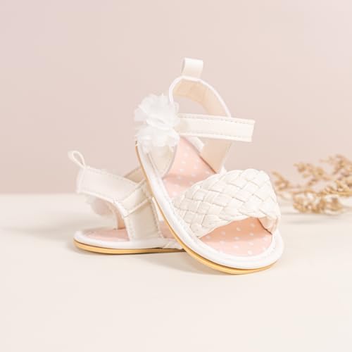 Image of Babelvit Infant Baby Girl Boy Sandals Comfort Premium Summer Outdoor Casual Beach Shoes with Flower Bowknot Anti Slip Rubber Sole Newborn Toddler Prewalker First Walking Shoes