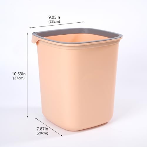 Image of 3Pcs Uncovered Trash Cans,10L,Pressure Ring Design Plastic Garbage Bin,Suitable for Offices,Homes,Dormitories(Square,Orange)