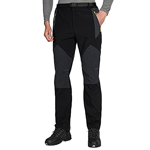 GITVIENAR Pantalon de randonnée pour homme - Pantalon d'extérieur imperméable avec poche zippée - Pantalon softshell confortable pour l'été - Pour la randonnée, l'escalade, l'alpinisme - Noir - W38 Cover