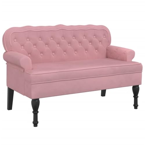 vidaXL Banc avec Dossier, Canapé avec Accoudoir, Banquette avec Pieds en Bois, Siège de Salon Salle de Séjour, Moderne, Rose Velours