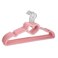 Kichvoe 10 pcs Heart Shaped Plastic Clothes Hangers Non Slip Dress Coat Hangers for Closet Organization and Storage for Dresses Shirts Pants and Skirts Pink