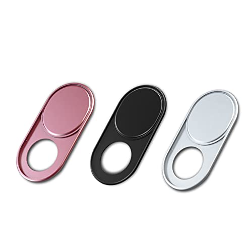 JeoPoom Cubierta Webcam[3 Pcs], 18 * 9 * 0.7mm Webcam Cover Slider, Metal Ultra Fina Cubierta de Tapa de Lente Protección,...