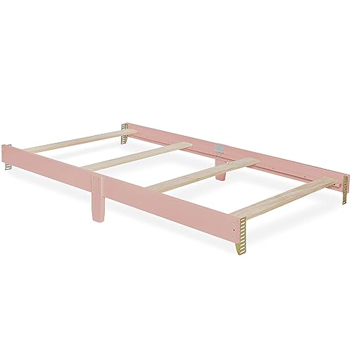Image of Dream On Me Mini Crib Bed Rail in Dusty Pink, Converts Mini Cribs to Twin Size Beds, Solid Wood Construction