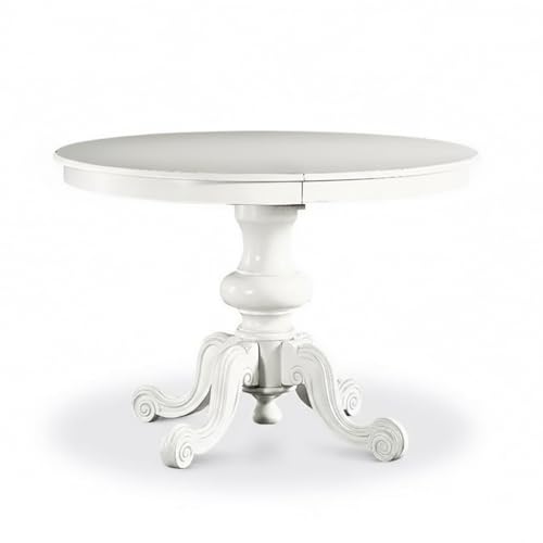 Mar.c.a. Design, Table Ronde Extensible, Table Salle à Manger en Bois, Table à Manger Blanche Mate Classique - Table Extensible 120x120x80H avec Rallonge...