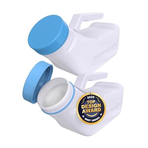 Urinals for Men Spill Proof by PerfectMed (2 Pack) - 32 oz/ 1000 ml | Portable Urine Bottle Bed Pan W/ Glow in Dark Lid | Thick Plastic Pee Urinal Bottle