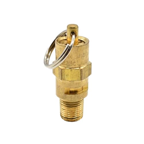 Interstate Pneumatics V165-8 1/8 Inch MPT Brass Safety Valve w/pull Ring - 165 PSI