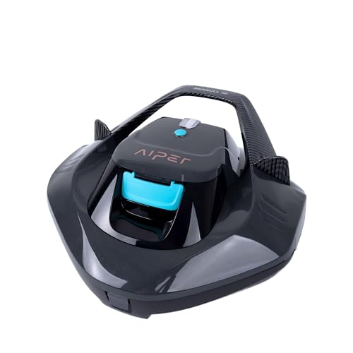 AIPER Robot inalámbrico para piscina, aspirador de piscina con tiempo de funcionamiento de 90 minutos, indicador LED y función de autoservicio, ideal para piscinas de hasta 80 m²