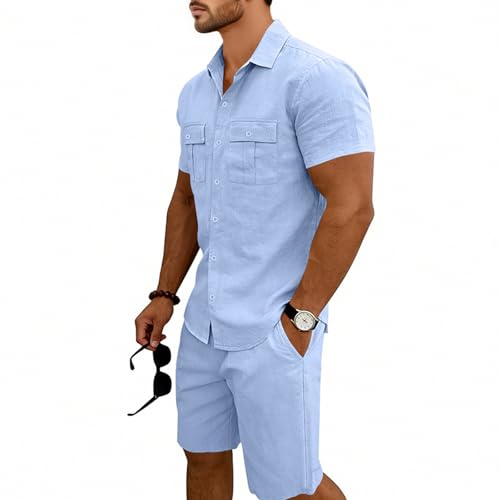 Camisa de manga corta fresca con pantalones cortos cómodos para calor 3