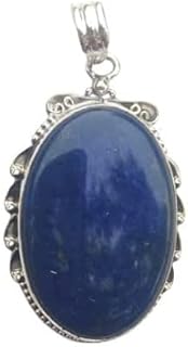 Blue Lapis Lazuli Gemstone Pendant, 925 Sterling Silver Pendant, Healing Stone Jewelry, Big Lapis Lazuli Pendant, Vintage Style Pendant, Oval Silver Pendant, Lapis Lazuli Jewelry, Designer Silver Pendant, Gift For Women's