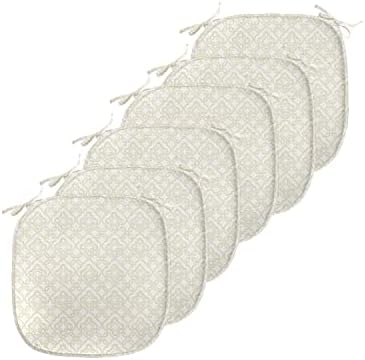 Ambesonne Ivory Chair Seating Cushion Set of 6, Geometric Shabby ...