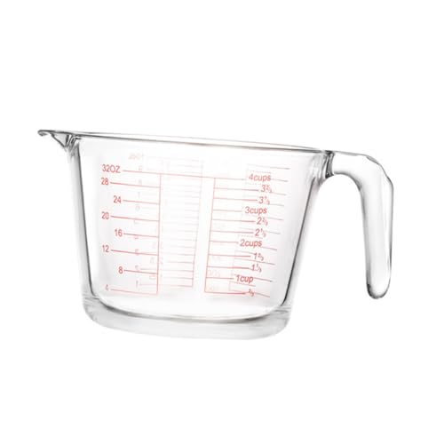 TOGEVAL 耐熱大容量ガラス計量カップ ミルクカップ目盛り付き キッチン調理用 軽量設計 電子レンジ対応 飲料やデザート作りに