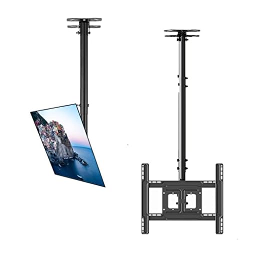 TV Ceiling Mount Adjustable Bracket,TV Wall Mount Bracket Fits 32-70 Inch LCD LED 4K TVs, Flat Screen Display, Adjustable Height Telescoping Tilt and Swivel, up to 150Lbs, VESA 600x400mm, Black