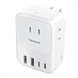 TESSAN USB コンセントタップ 電源タップ usb-c付き たこあしコンセント 3口 充電器 雷ガード PD 30W対応