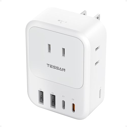 USB コンセントタップ(PD 30W対応) 電源タップ usb-c付き TESSAN たこあしコンセント 充電器 3個AC口 2個Type-Aと3個Type-Cポート マルチタップ 3口 小型軽量 タコ足配線 雷ガード 日本国内でのみ可能 ホワイト