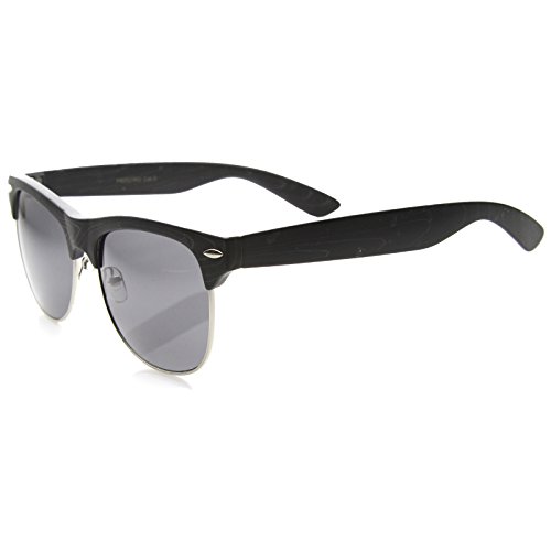 zeroUV Classic Retro Wood Printed Half Frame Horn Rimmed Sunglasses 54mm3