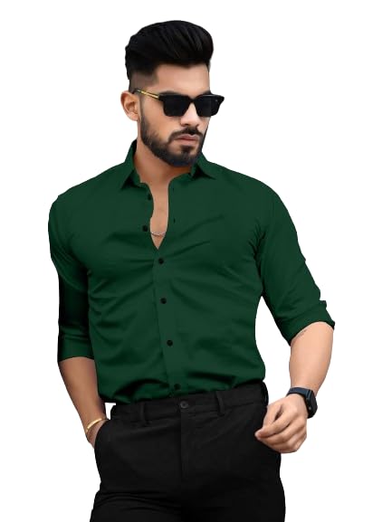 Image of Men's Cotton Solid Full Sleeves Regular Fit Formal Shirt