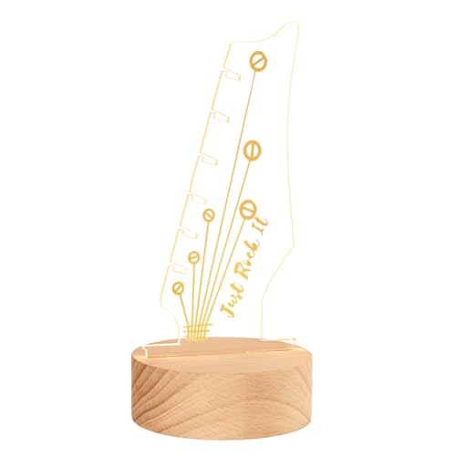 Light Up Guitar Pick Holder, Creative Guitar Headstock Pick Rack with Wooden Base for Pick Storage & Display Best Gift for Men Guitarists Guitar Player Music Lovers