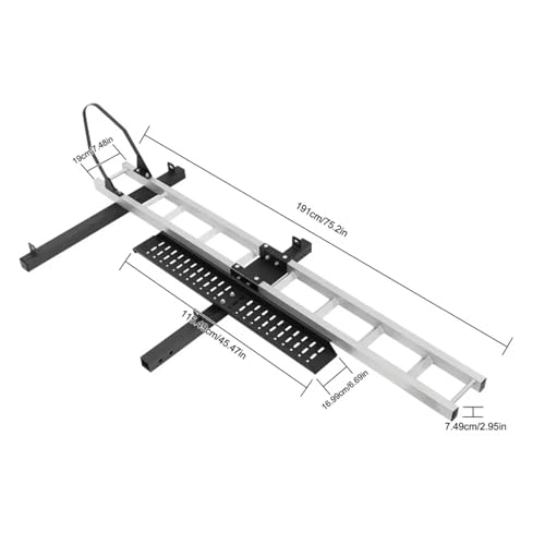 Gancho trasero para remolque de motocicleta, soporte de acero para bicicleta y scooter con rampa inclinable y capacidad máxima de carga miniatura 2