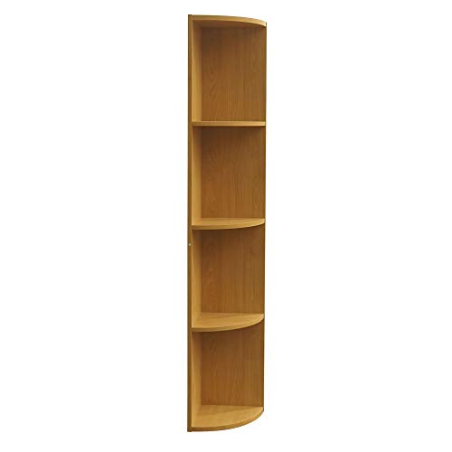 Pilaster Designs Contemporary Natural Wood Orion 4 Tier Storage Shelves Corner Bookcase