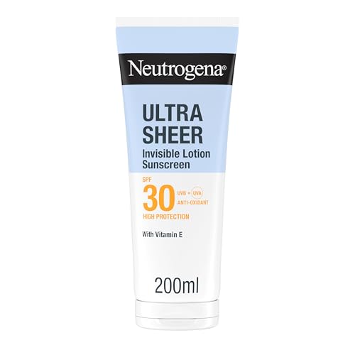 Neutrogena Ultra Sheer Invisible Hydrating Lotion Sunscreen SPF30 (1x 200ml) Non-Greasy Fast Absorbing Moisturising Sunscreen Very Water & Sweat Resistant UV Protection Suitable for All Skin Types