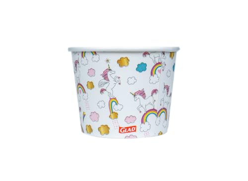 Image of Glad for Kids Unicorns Disposable Paper Snack Bowls, 12 Oz, 20 Count | Sturdy, cut-resistant bowls for snacks and parties; easy cleanup for everyday use
