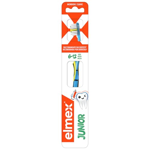 Elmex Junior Cepillo de Dientes Infantil Suave,1 Ud, Cepillo Infantil para Niños de 6 a 12 Años con Dientes Permanentes, Limpieza Interdental, Cabezal Compacto para Llegar a Zonas de Difícil Acceso