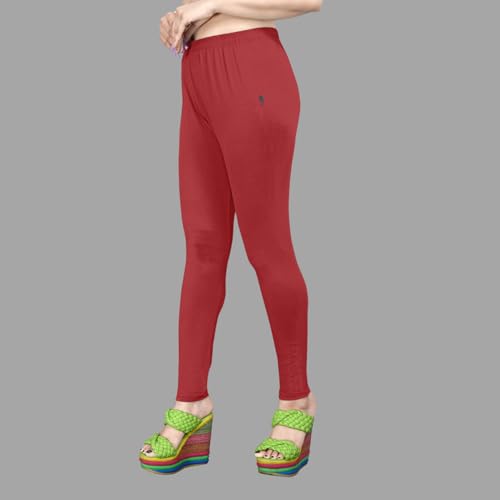 Image of Women's Solid Mid Rise Slim Fit Ankle Length Leggings - Comfortable and Stylish Yoga Pants for Workout, Running and Everyday Wear