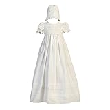 Girls Cotton Christening Gown Dresses with Bonnet Set - Baby or Infant Girl's Christening Dress - 6 Months