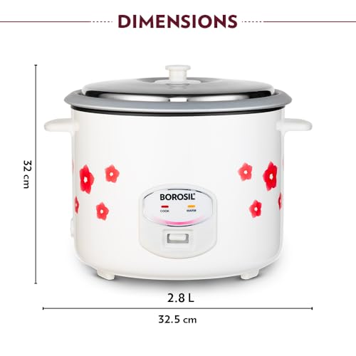 Image of Borosil Pronto Dual 2.8 L Electric Rice Cooker with 2 Pot | 1000W, Keep Warm Feature with Indicator Display, Anti Skid Rubber Feet | Cook & Boil Noodles, Rice, Upma, Idli, Dhokla | 2 Years Warranty