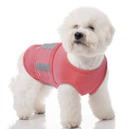 Image of MIGOHI Soft Dog Calming Vest for Thunderstorm, Fireworks, Travel & Separation - Anxiety Relief for Small Dogs, Shell Pink, XS