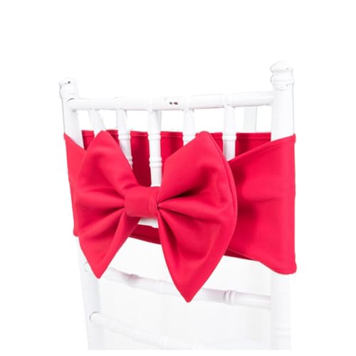 Pmnzdy 2 Pezzi Fasce per Sedie Elastici Fasce con Fiocco Decorativo Coprisedia Archi Fiocchi per Sedia per Matrimoni, Banchetti, Compleanni, Feste, Decorazioni per Eventi Rosso