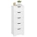 FOREHILL Meuble sur Pied de Salle de Bain Armoire de Rangement en Bois avec 5 Tiroirs Commode pour Salle de Bain Couloir Chambre Blanc 40x30x102cm