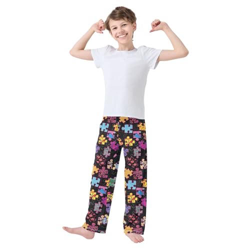 ZZKKO Bright Puzzles Boys Pants for Kids Jogger Pants with Pockets S-XL2