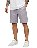 COOFANDY Shorts for Men 9 inch Cotton Chino Summer Fashion Pull on Golf Walking Shorts Light Grey