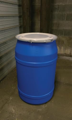 Image of 55-Gallon Open Head Water Storage Barrel, BPA Free, Emergency Water Supply - Eco Friendly - Lever-Lock Lid - Made in USA (Blue)