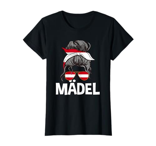 Mädel Austrian Girl Bandana Austrian Flag Messy Hair Bun T-Shirt