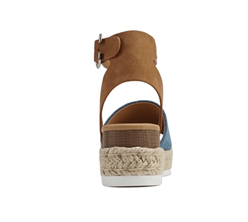 Image of Soda Topic Open Toe Buckle Ankle Strap Espadrilles Flatform Wedge Casual Sandal
