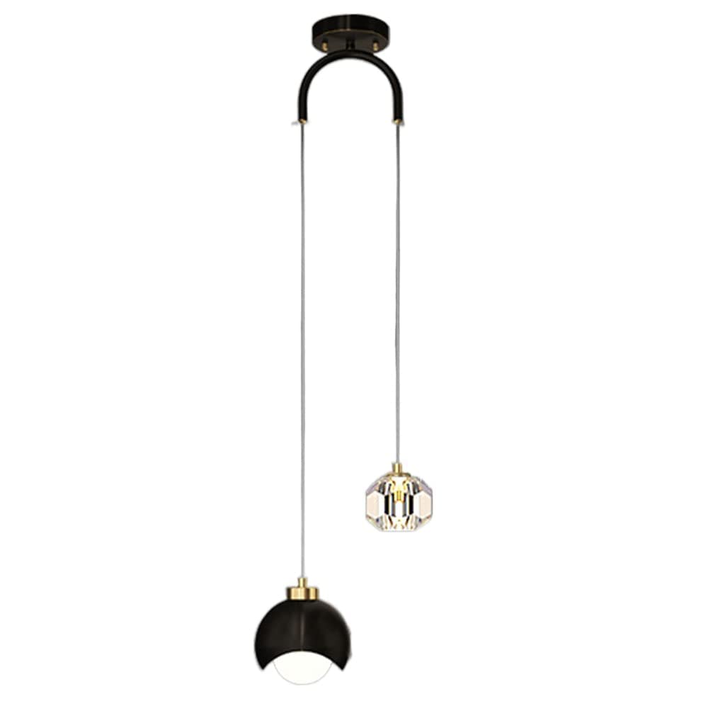 LYMSXAZOU Dimmable LED Crystal Chandelier Pendant Lamp - Small Nordic Design Hanging Light Fixture for Bedroom Ceiling Lighting and Bedside Decor