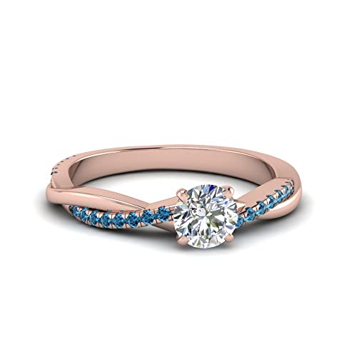 Image of 55Carat Choose Your Gemstone 18k Rose Gold Plated Infinity Twist Ring Crystal Round Shape Side Stone Wedding Valentine Wear Promise Ring with Pave Setting for Women Size US 4 to 12