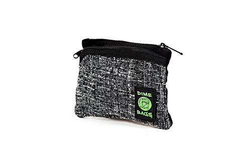 DIME BAGS Hemp Pouch, Compact Tote with Dual Zippered Compartments, Travel Wallet with Carabiner Clip & Interchangeable Patch, Coin Bag Zipline (8 inch, Black)3