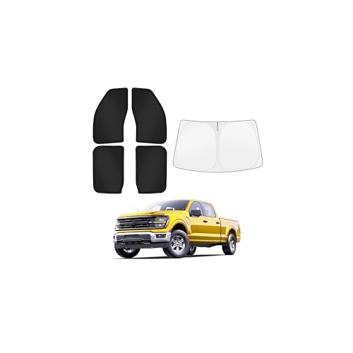 Image of KUST Car Window Shades for Ford F-150 2021-2025 2026 (4-Door) F150 Accessories Windshield Sun Shade Side Window Cover UV Block Privacy Protection for Camping Blackout Rear Back Full Set 5PCS