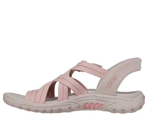 Skechers Women's Reggae - Morning Light, Hands Free Slip-Ins Multi Strap Sandal, Taupe/Coral, 10M