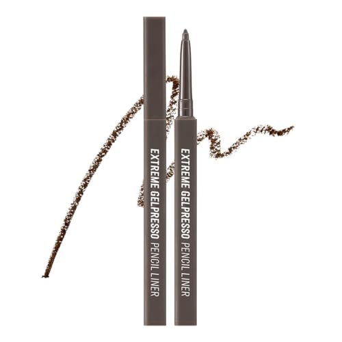 Image of CLIO Extreme Gelpresso Pencil Eyeliner, Gel Smooth Waterproof Formula, High Pigment Color, Smudge Proof Long Wear, Creamy Glide, Tightline Blend Control, Safe for Sensitive Eyes (004 Gray Brown)