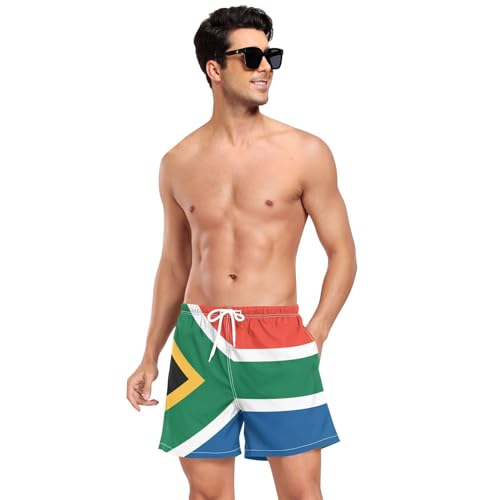 Yuiboo South Africa Flag South African NationalMen's Swimming Trunks Men Lined Workout Running Shorts with Compression Liner Mens Board Shorts Swimwear Lightweight Multi3