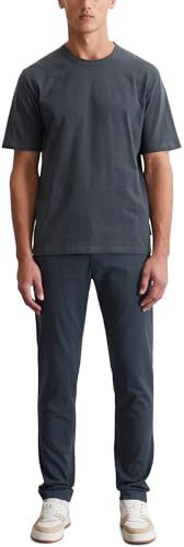 Marc O'Polo Herren T-Shirt aus Bio-Baumwolle mit Rundhalsausschnitt, Blau (Dark Navy), XS – Ansicht 5